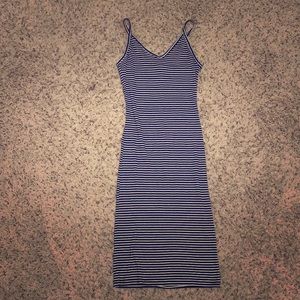 Striped midi spaghetti strapped dress